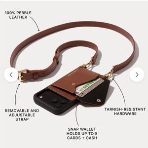 Light Brown Bandolier iPhone 16pro Case Crossbody with Snap Wallet